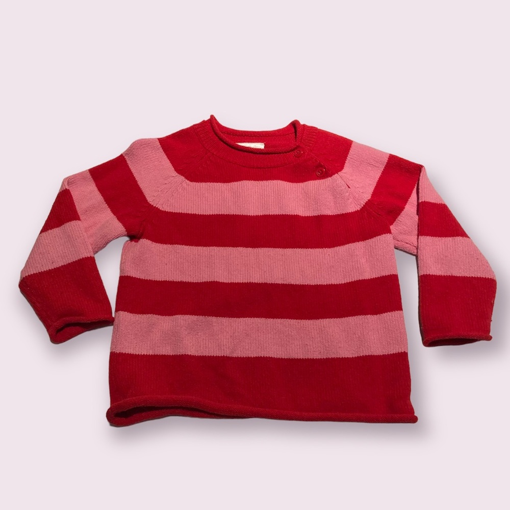 Hanna Andersson size 100cm size 4 red pink block sweater.